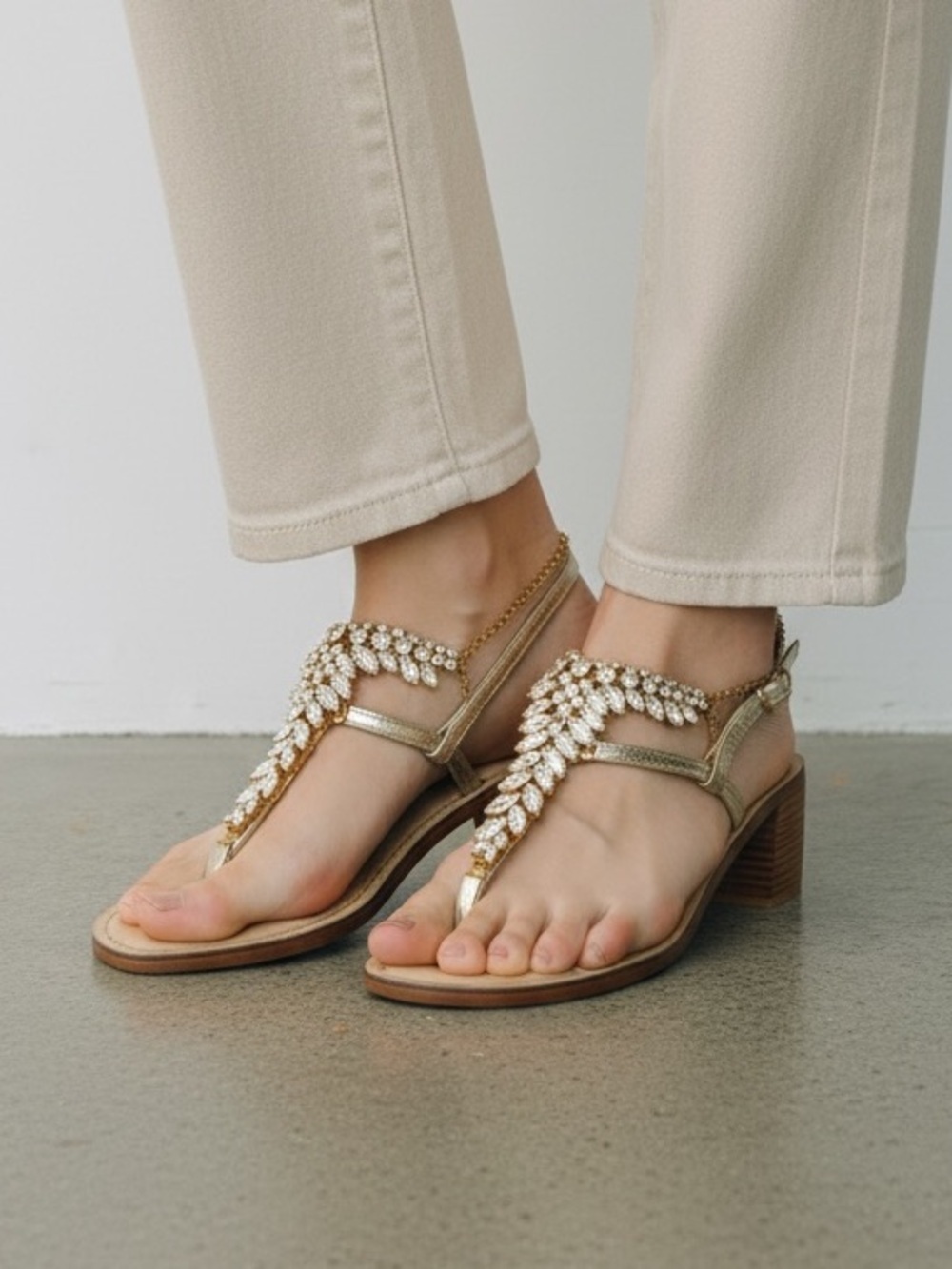 NEW Luna Mulier Italian Leather Handmade Embellished Gold Block Heel Sandals 39